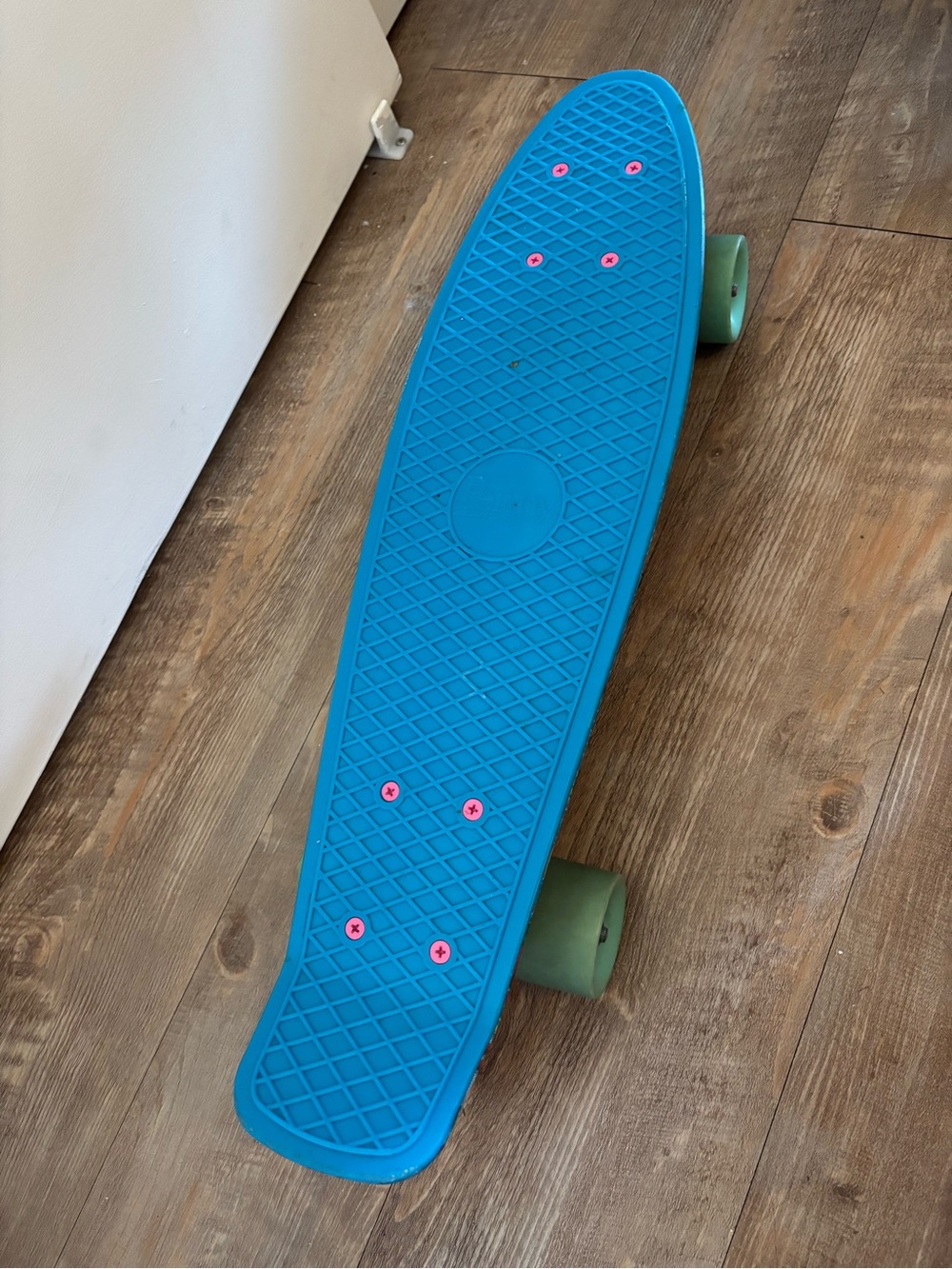 Kids Blue Plastic Cruiser Pennyboard Skateboard with Green Wheels